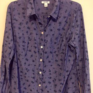 Blue Floral Button-Up
